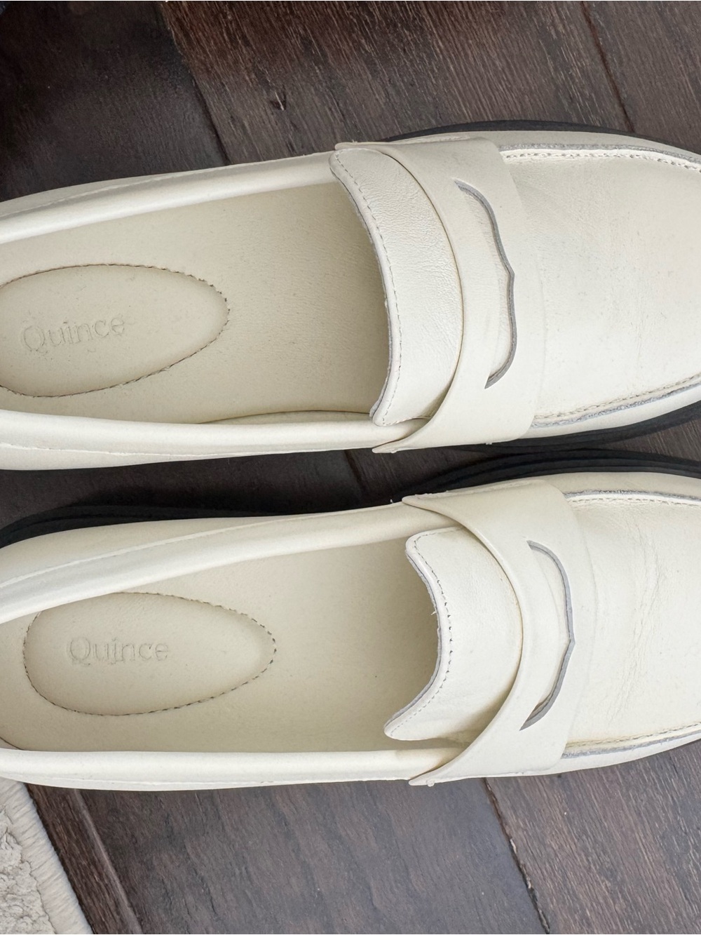 Quince Cream Loafers with Black Sole - Women's Slip-On Flats - Picture 5 of 5